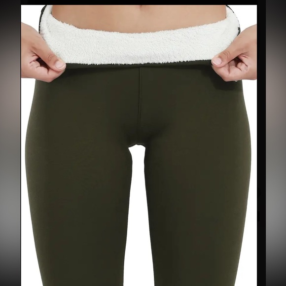 Fleece Liner Soft Yoga Pants, High Waist Keep Warm High Stretch Slim Fit Fitness - Picture 2 of 6